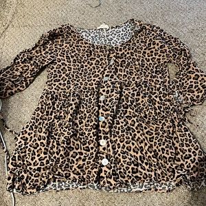 Cheetah print button down top